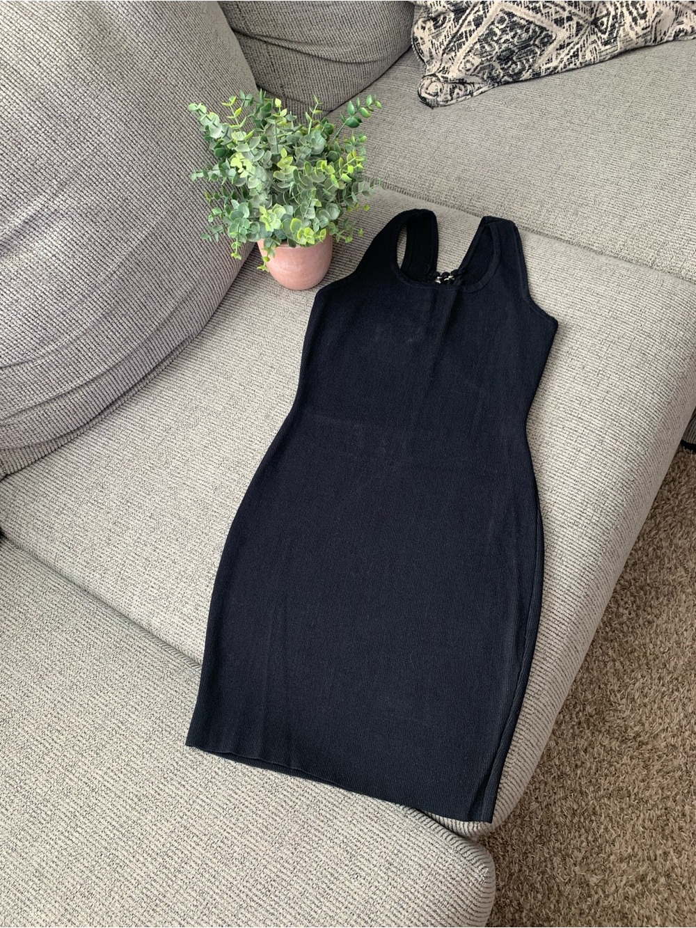 debut Black Sleeveless Midi Bodycon Dress